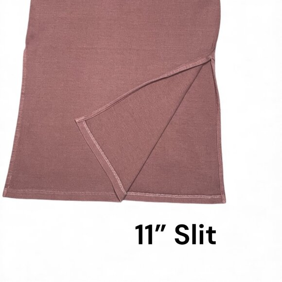 Old Navy XS Ribbed Sleeveless Bodycon Dress Maxi Brown Stretch Slit Casual Long - Picture 3 of 8